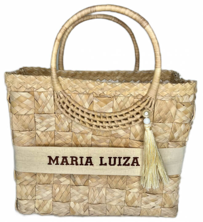 Bolsa de Palha Miami Manteiga + Chapéu Paris Personalizados