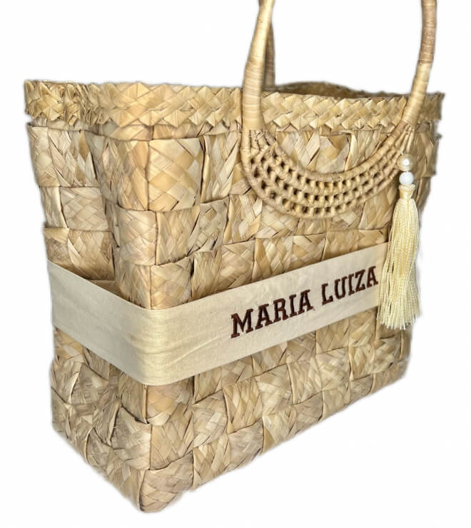 Bolsa de Palha Miami Manteiga + Chapéu Paris Personalizados