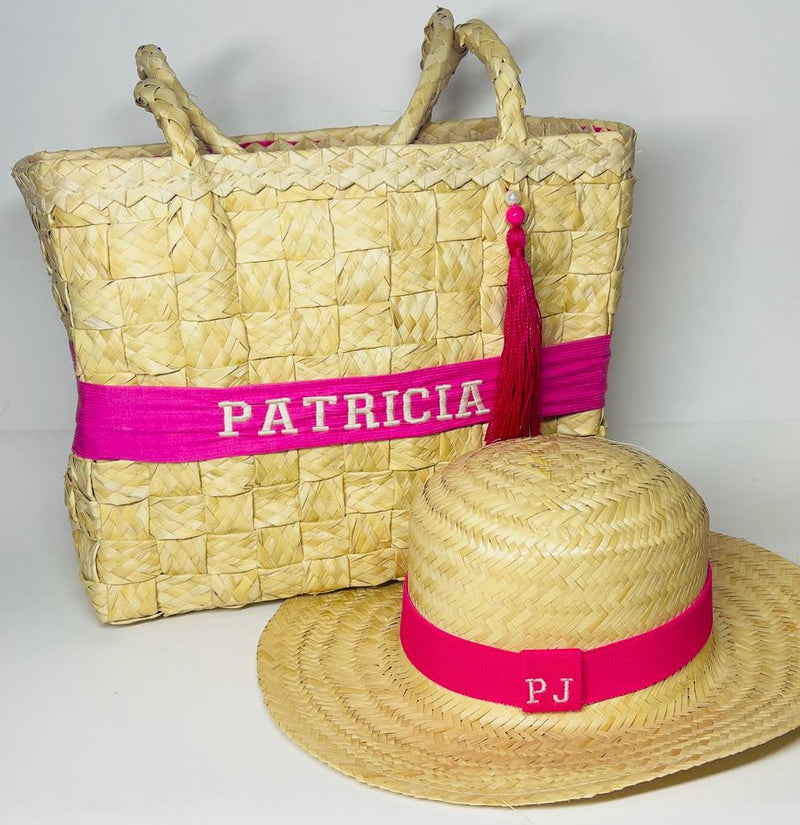 Kit Bolsa Bahamas + Chapéu Paris Faixa Pink Personalizado