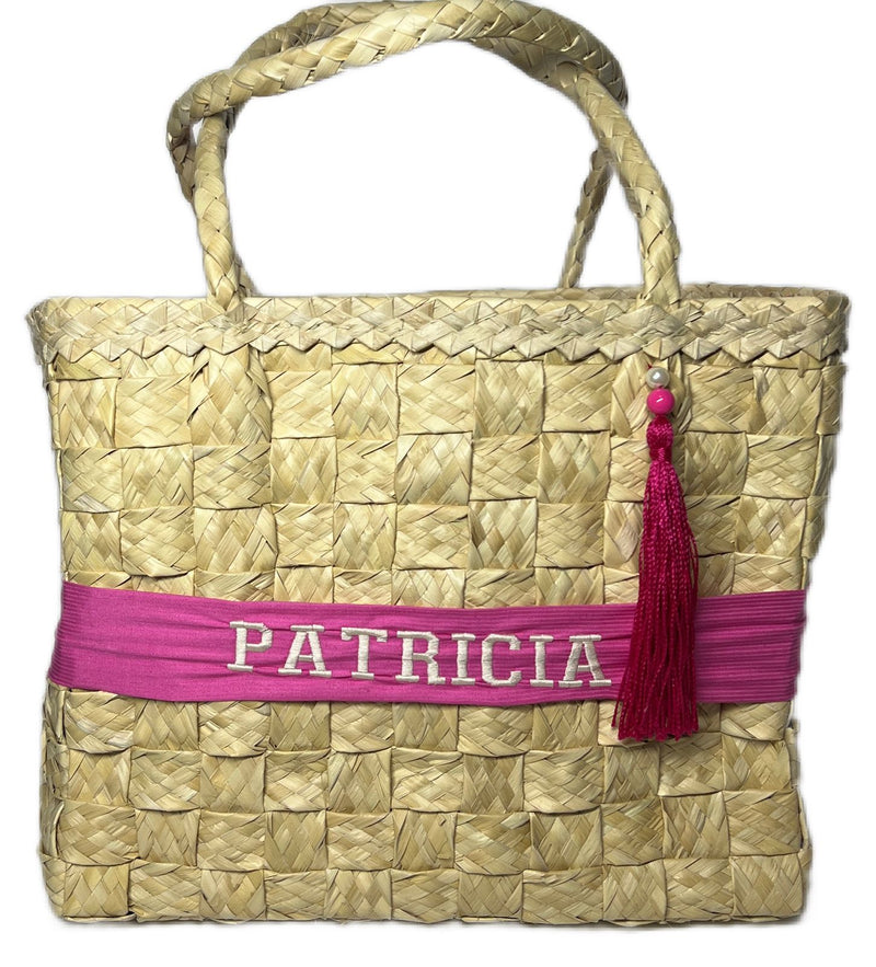 Bolsa de Palha Bahamas Detalhes Pink Personalizada